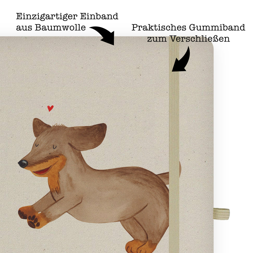DIN A5 Baumwoll Notizbuch Hund Dackel fröhlich Notizen, Eintragebuch, Tagebuch, Notizblock, Adressbuch, Journal, Kladde, Skizzenbuch, Notizheft, Schreibbuch, Schreibheft, Hund, Hundemotiv, Haustier, Hunderasse, Tierliebhaber, Hundebesitzer, Sprüche, Hunde, Dackel, Dachshund, happy dog