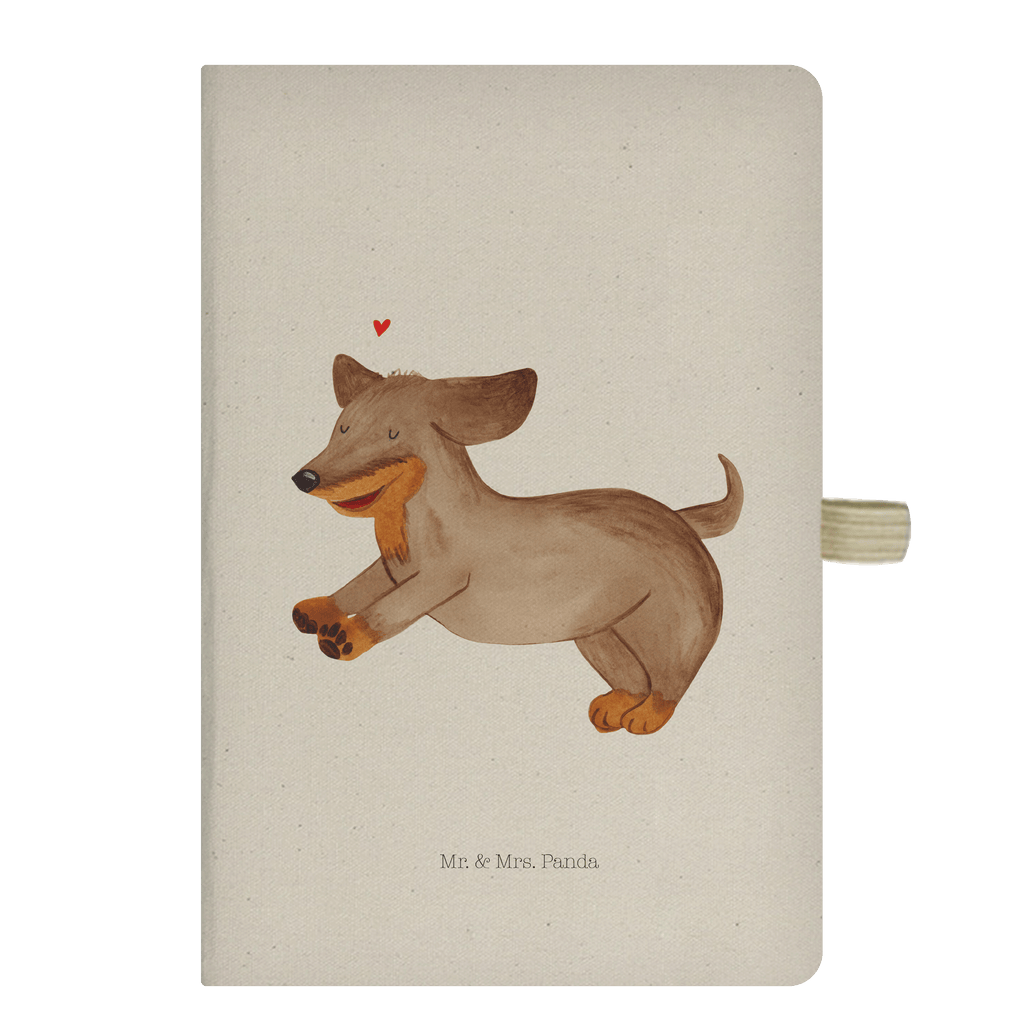 DIN A5 Baumwoll Notizbuch Hund Dackel fröhlich Notizen, Eintragebuch, Tagebuch, Notizblock, Adressbuch, Journal, Kladde, Skizzenbuch, Notizheft, Schreibbuch, Schreibheft, Hund, Hundemotiv, Haustier, Hunderasse, Tierliebhaber, Hundebesitzer, Sprüche, Hunde, Dackel, Dachshund, happy dog