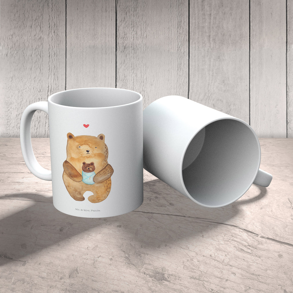 Tasse Bär mit Baby Bär, Eltern, Mutter, Baby, Taufe, Geburt, Nichte, Neffe, Enkel, Enkelin, Täufling, Geburtstag, Glückwunsch Becher, Kaffeetasse, Kaffeebecher, Tee, Frühstück, Büro  Bär, Teddy, Teddybär