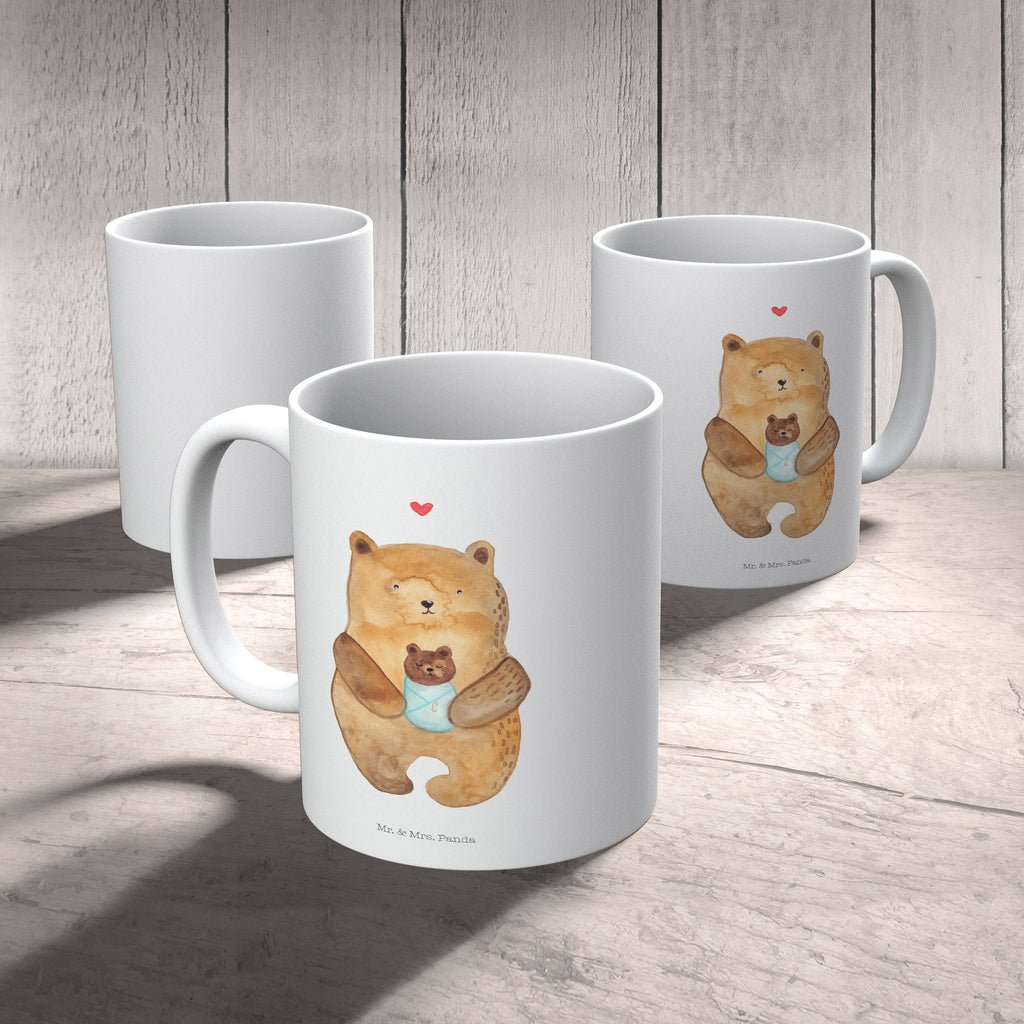 Tasse Bär mit Baby Bär, Eltern, Mutter, Baby, Taufe, Geburt, Nichte, Neffe, Enkel, Enkelin, Täufling, Geburtstag, Glückwunsch Becher, Kaffeetasse, Kaffeebecher, Tee, Frühstück, Büro  Bär, Teddy, Teddybär