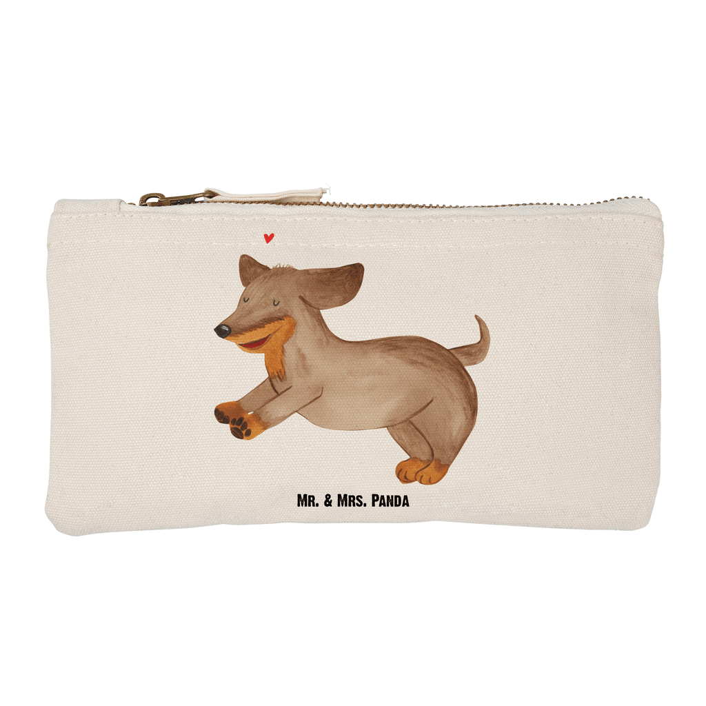 Schminktasche Hund Dackel fröhlich Schminktasche, Kosmetiktasche, Kosmetikbeutel, Stiftemäppchen, Etui, Federmappe, Makeup, XXL, Schminketui, Kosmetiketui, Schlamperetui, Hund, Hundemotiv, Haustier, Hunderasse, Tierliebhaber, Hundebesitzer, Sprüche, Hunde, Dackel, Dachshund, happy dog