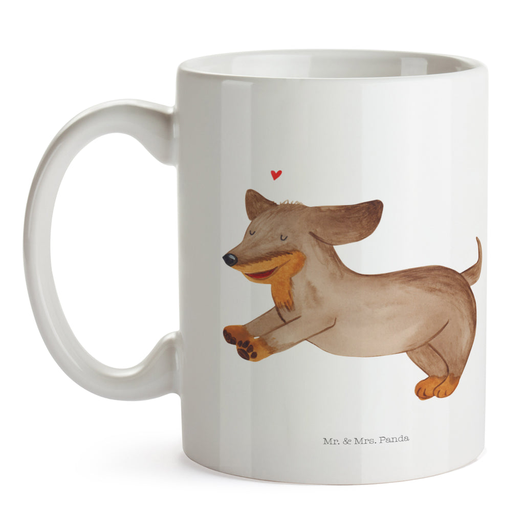 Tasse Hund Dackel fröhlich Hund, Hunde, Dackel, Dachshund, happy dog Becher, Kaffeetasse, Kaffeebecher, Tee, Frühstück, Büro  Hund, Hundemotiv, Haustier, Hunderasse, Tierliebhaber, Hundebesitzer, Sprüche