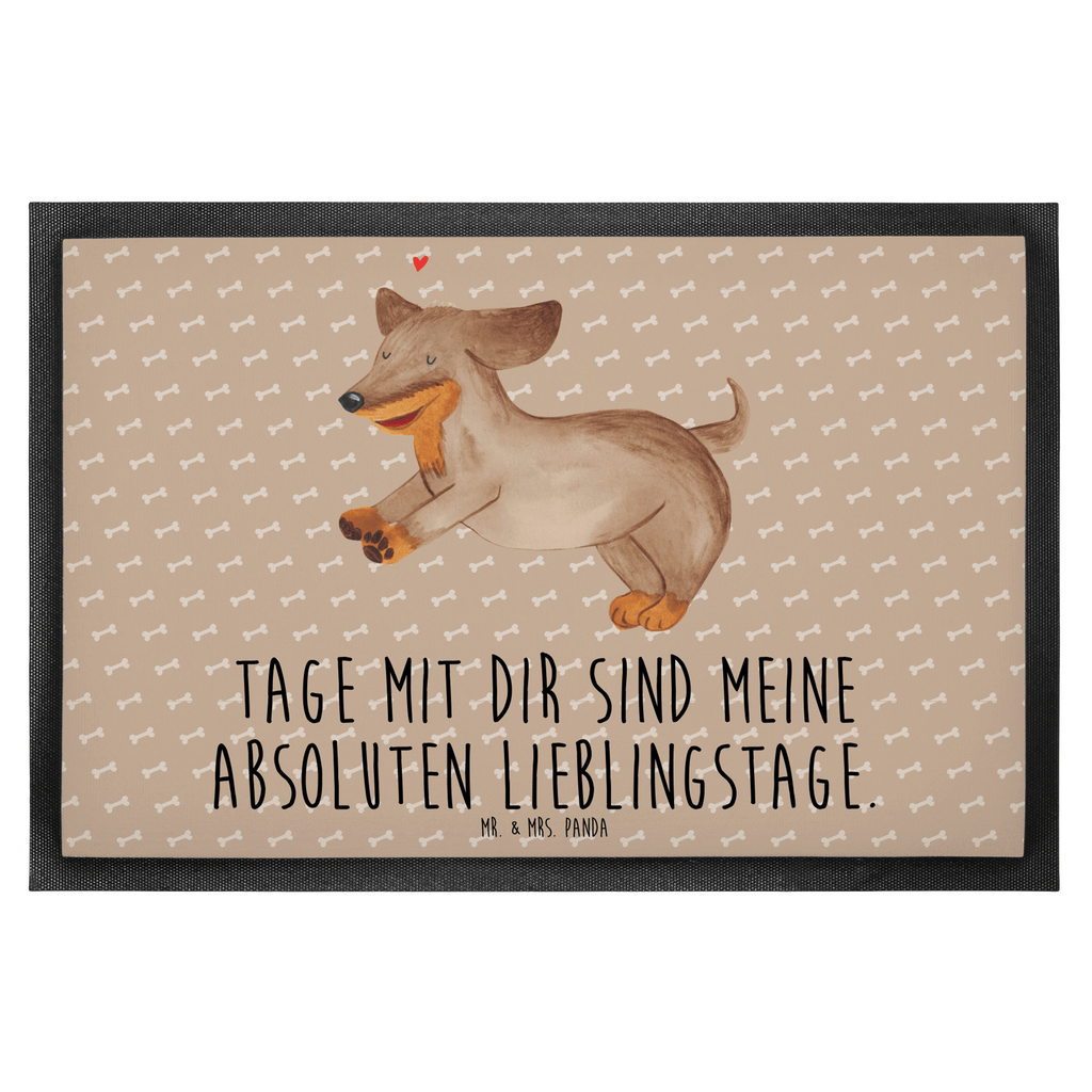 Fußmatte Hund Dackel fröhlich Hund, Hunde, Dackel, Dachshund, happy dog Türvorleger, Schmutzmatte, Fußabtreter, Matte, Schmutzfänger, Fußabstreifer, Schmutzfangmatte, Türmatte, Motivfußmatte,  Haustürmatte, Vorleger  Hund, Hundemotiv, Haustier, Hunderasse, Tierliebhaber, Hundebesitzer, Sprüche