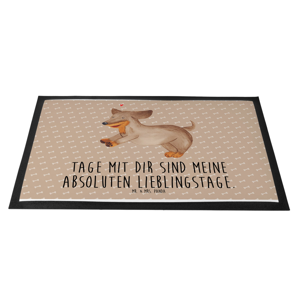 Fußmatte Hund Dackel fröhlich Hund, Hunde, Dackel, Dachshund, happy dog Türvorleger, Schmutzmatte, Fußabtreter, Matte, Schmutzfänger, Fußabstreifer, Schmutzfangmatte, Türmatte, Motivfußmatte,  Haustürmatte, Vorleger  Hund, Hundemotiv, Haustier, Hunderasse, Tierliebhaber, Hundebesitzer, Sprüche