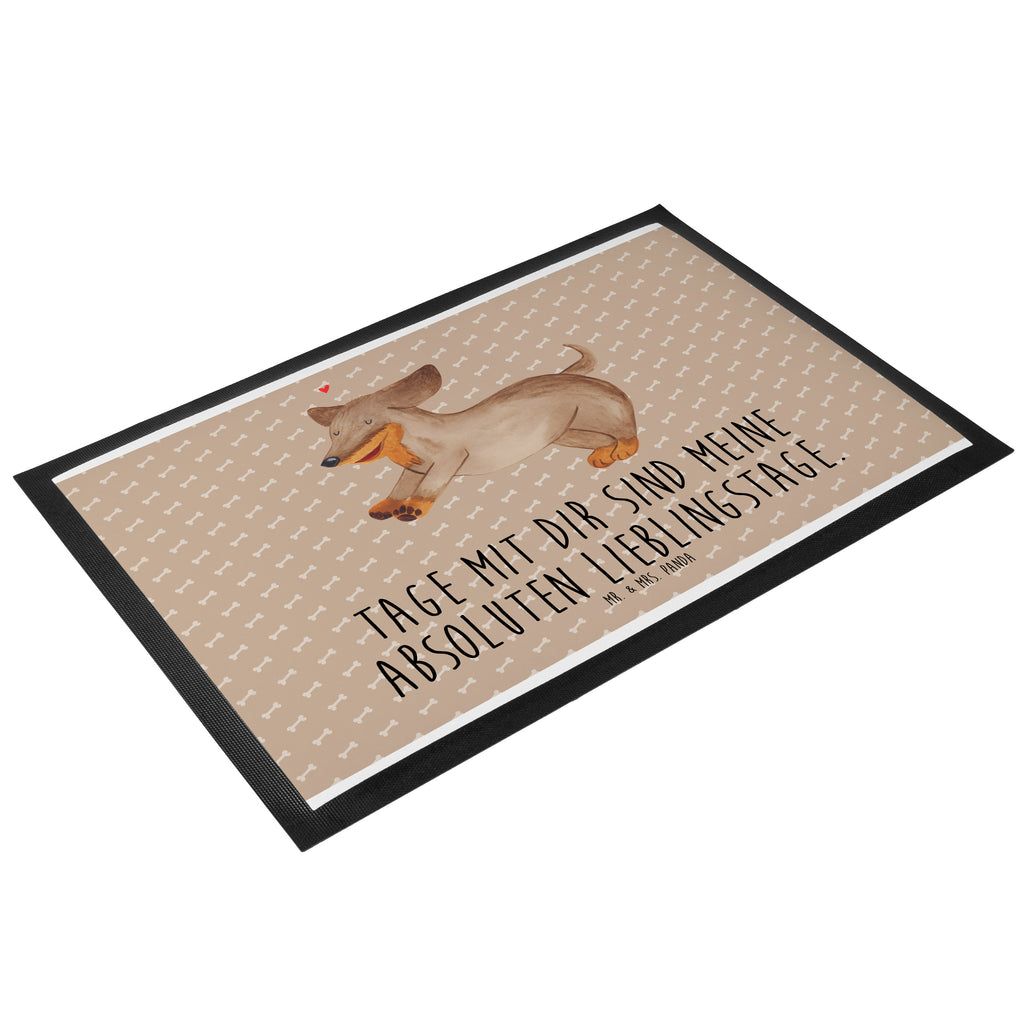 Fußmatte Hund Dackel fröhlich Hund, Hunde, Dackel, Dachshund, happy dog Türvorleger, Schmutzmatte, Fußabtreter, Matte, Schmutzfänger, Fußabstreifer, Schmutzfangmatte, Türmatte, Motivfußmatte,  Haustürmatte, Vorleger  Hund, Hundemotiv, Haustier, Hunderasse, Tierliebhaber, Hundebesitzer, Sprüche