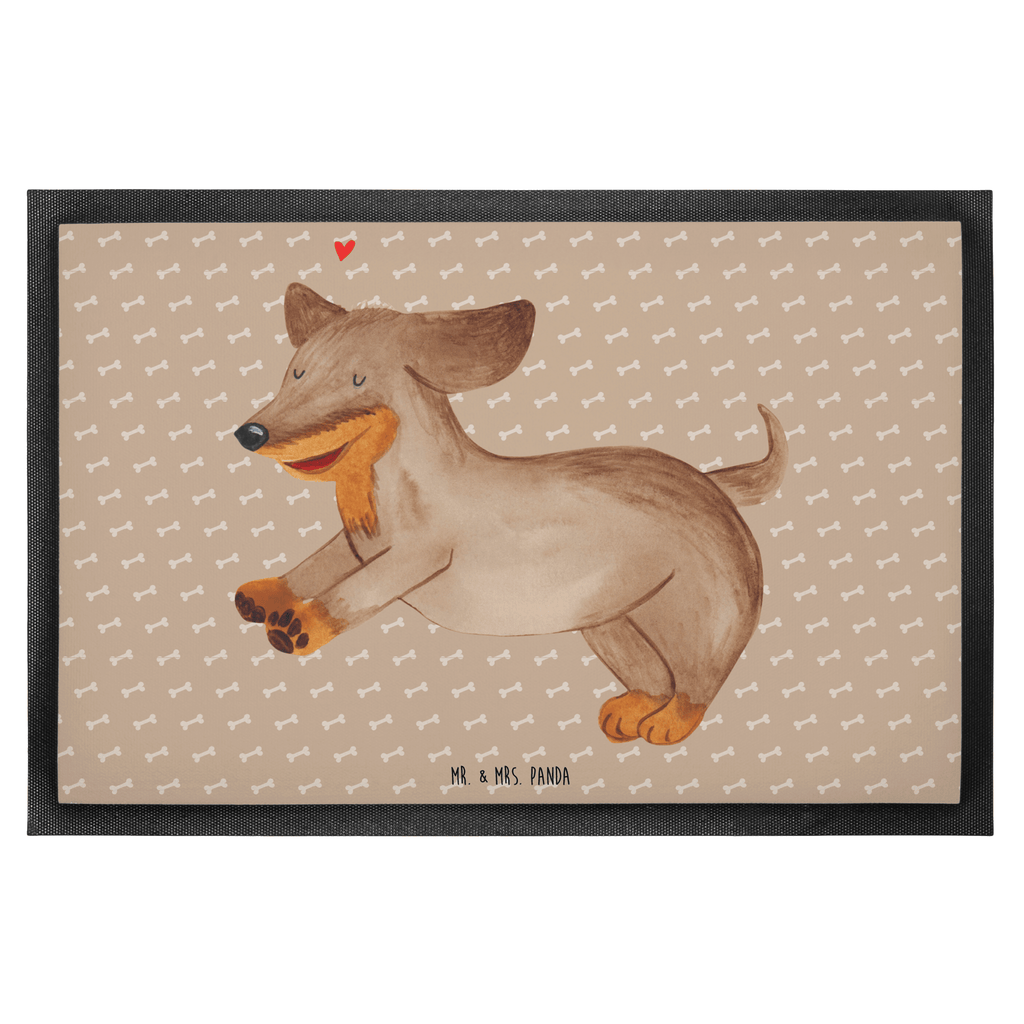 Fußmatte Hund Dackel fröhlich Hund, Hunde, Dackel, Dachshund, happy dog Türvorleger, Schmutzmatte, Fußabtreter, Matte, Schmutzfänger, Fußabstreifer, Schmutzfangmatte, Türmatte, Motivfußmatte,  Haustürmatte, Vorleger  Hund, Hundemotiv, Haustier, Hunderasse, Tierliebhaber, Hundebesitzer, Sprüche