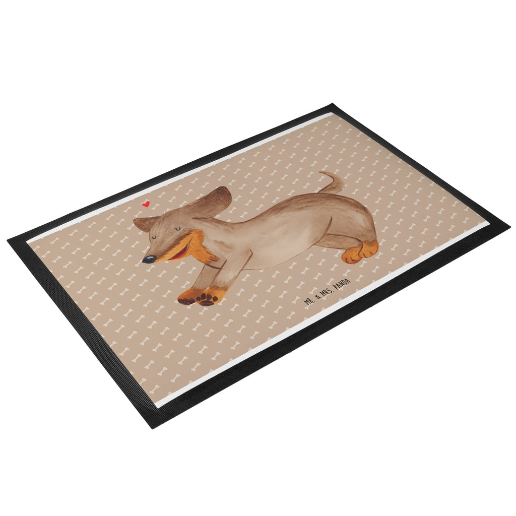 Fußmatte Hund Dackel fröhlich Hund, Hunde, Dackel, Dachshund, happy dog Türvorleger, Schmutzmatte, Fußabtreter, Matte, Schmutzfänger, Fußabstreifer, Schmutzfangmatte, Türmatte, Motivfußmatte,  Haustürmatte, Vorleger  Hund, Hundemotiv, Haustier, Hunderasse, Tierliebhaber, Hundebesitzer, Sprüche