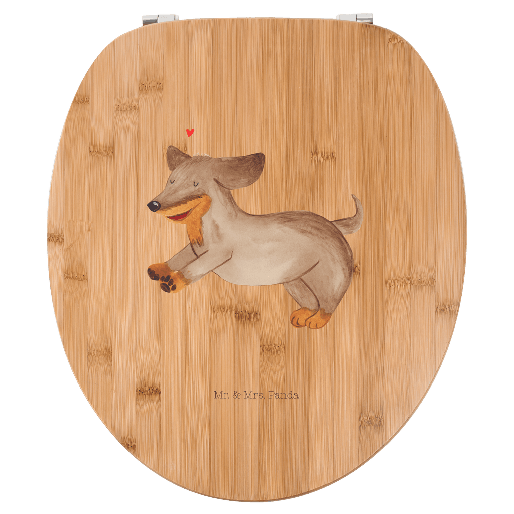 Motiv WC Sitz Hund Dackel fröhlich Klobrille, Klodeckel, Toilettendeckel, WC-Sitz, Toilette, Hund, Hundemotiv, Haustier, Hunderasse, Tierliebhaber, Hundebesitzer, Sprüche, Hunde, Dackel, Dachshund, happy dog