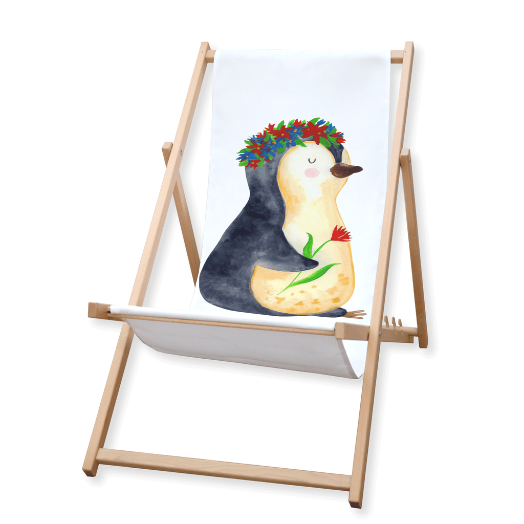 Gartenliege Pinguin Blumenkranz Sonnenliege, Strandliege, Liege, Liegestuhl, Gartenliege, Gartenstuhl, Pinguin, Pinguine, Blumenkranz, Universum, Leben, Wünsche, Ziele, Lebensziele, Motivation, Lebenslust, Liebeskummer, Geschenkidee