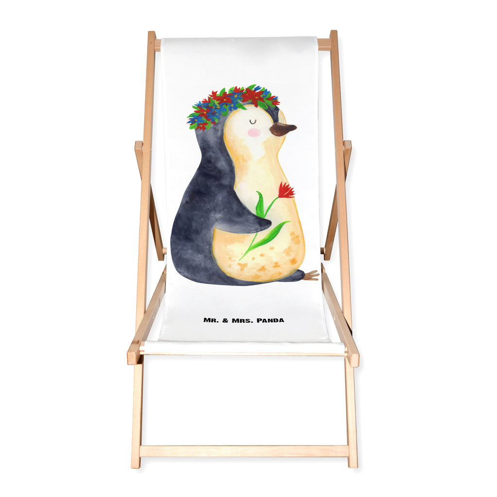 Gartenliege Pinguin Blumenkranz Sonnenliege, Strandliege, Liege, Liegestuhl, Gartenliege, Gartenstuhl, Pinguin, Pinguine, Blumenkranz, Universum, Leben, Wünsche, Ziele, Lebensziele, Motivation, Lebenslust, Liebeskummer, Geschenkidee