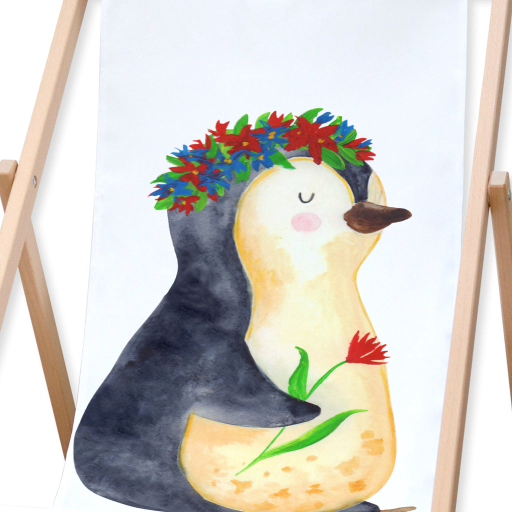 Gartenliege Pinguin Blumenkranz Sonnenliege, Strandliege, Liege, Liegestuhl, Gartenliege, Gartenstuhl, Pinguin, Pinguine, Blumenkranz, Universum, Leben, Wünsche, Ziele, Lebensziele, Motivation, Lebenslust, Liebeskummer, Geschenkidee
