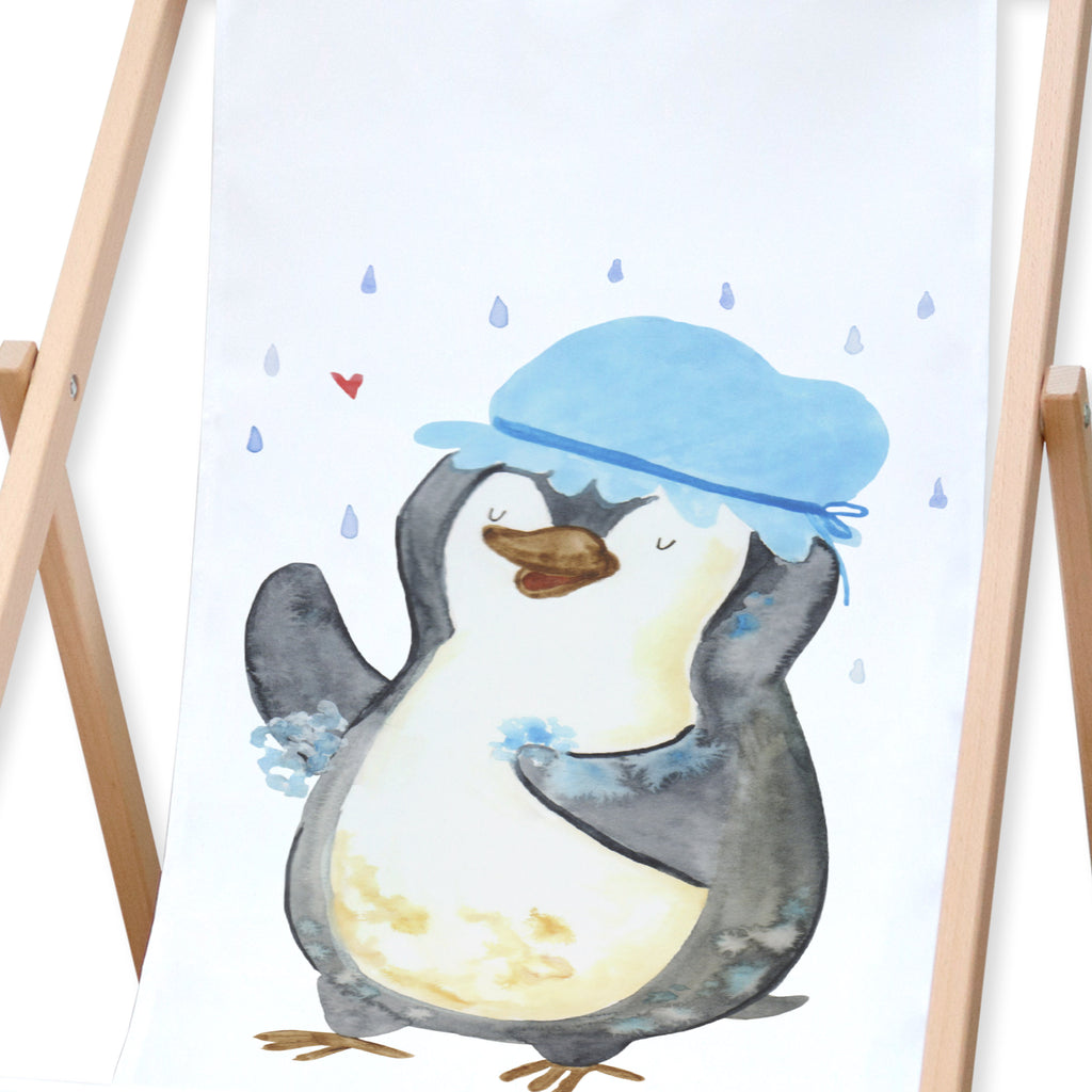 Gartenliege Pinguin duscht Sonnenliege, Strandliege, Liege, Liegestuhl, Gartenliege, Gartenstuhl, Pinguin, Pinguine, Dusche, duschen, Lebensmotto, Motivation, Neustart, Neuanfang, glücklich sein