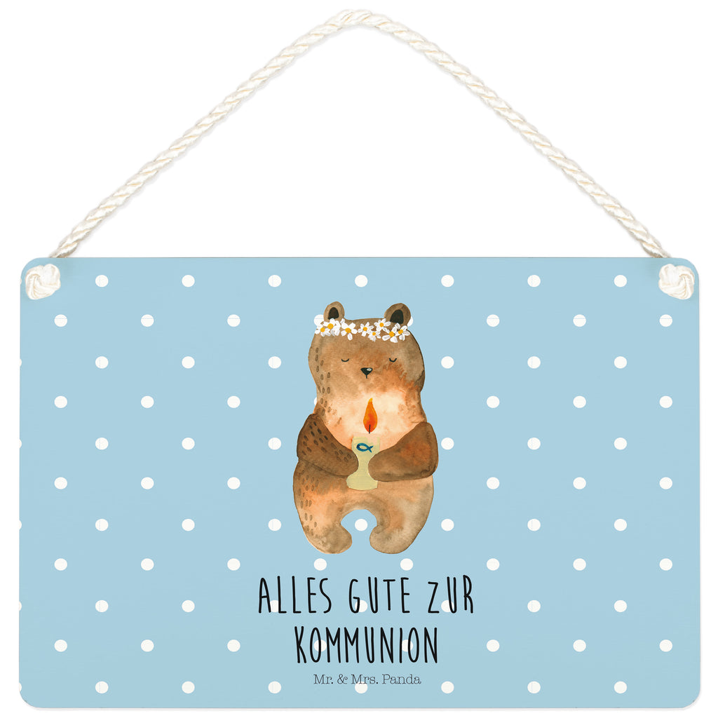 Deko Schild Kommunion-Bär Kommunion, Gottes Segen, Taufkerze, katholisch Dekoschild, Deko Schild, Schild, Tür Schild, Türschild, Holzschild, Wandschild, Wanddeko  Bär, Teddy, Teddybär