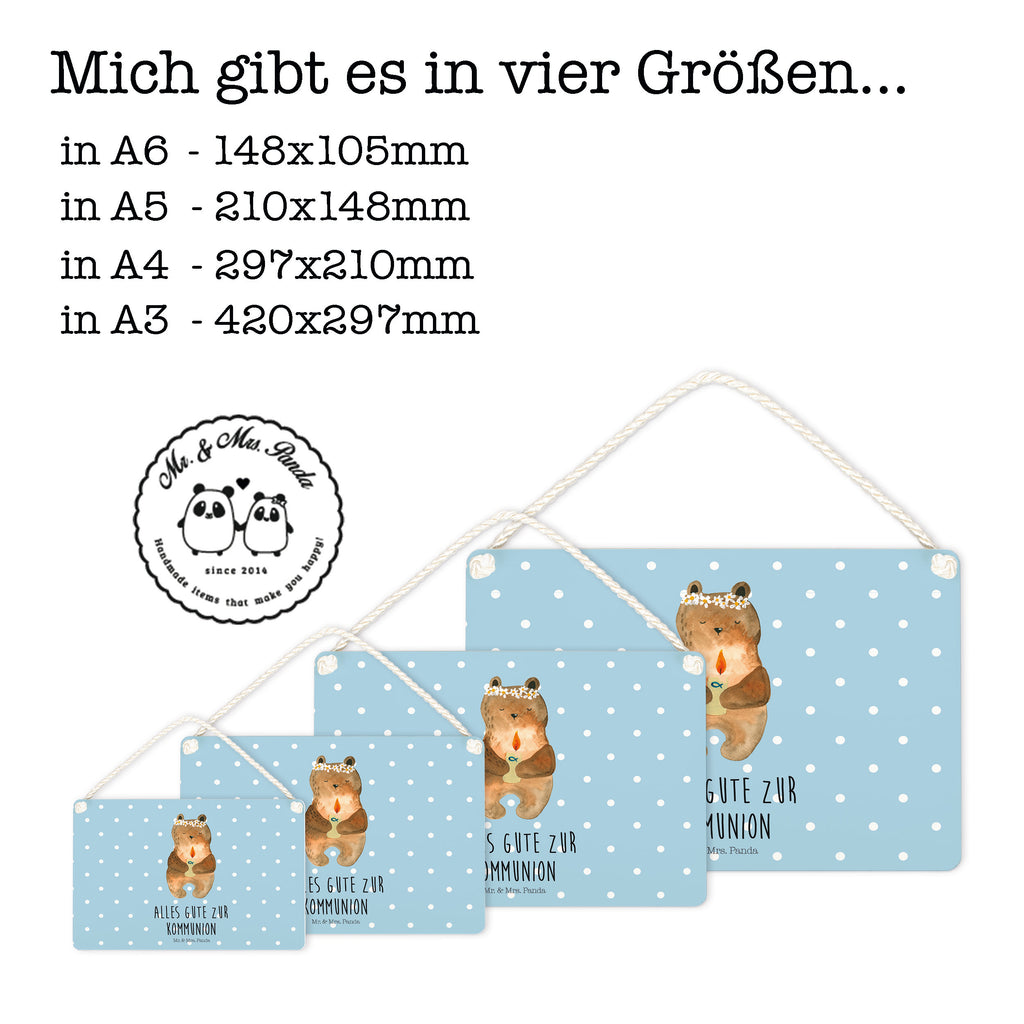 Deko Schild Kommunion-Bär Kommunion, Gottes Segen, Taufkerze, katholisch Dekoschild, Deko Schild, Schild, Tür Schild, Türschild, Holzschild, Wandschild, Wanddeko  Bär, Teddy, Teddybär