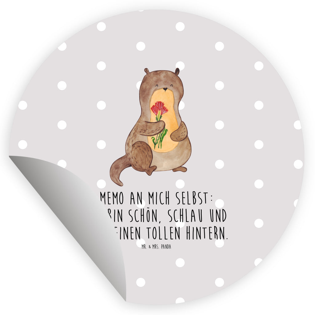 80mm Rund Aufkleber Otter Blumenstrauß