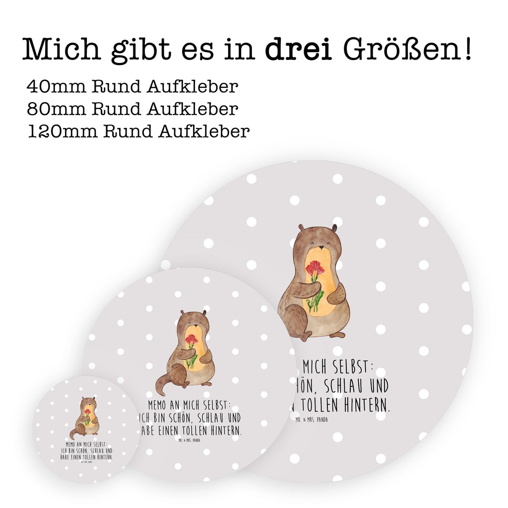 80mm Rund Aufkleber Otter Blumenstrauß