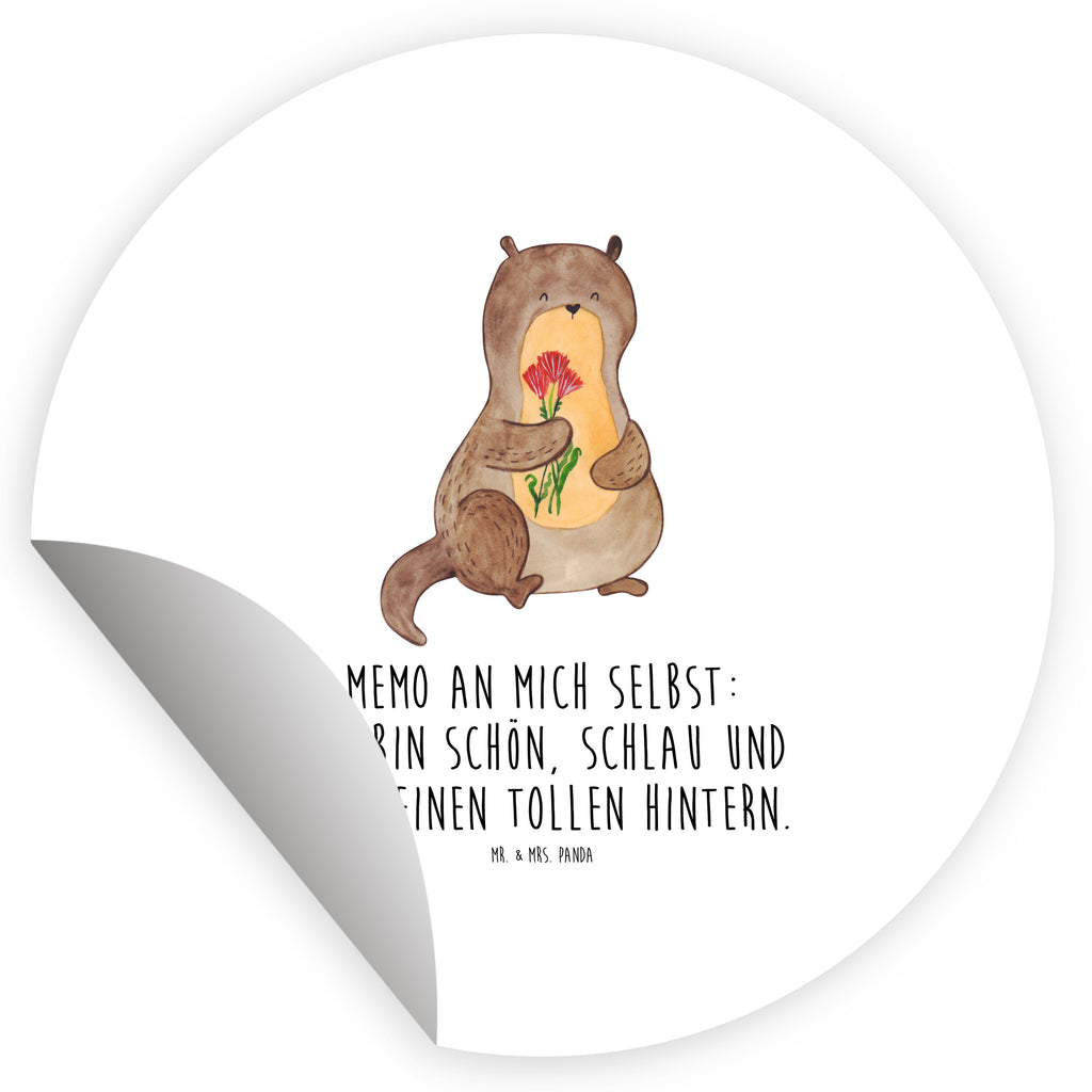 80mm Rund Aufkleber Otter Blumenstrauß