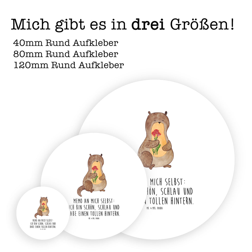 80mm Rund Aufkleber Otter Blumenstrauß