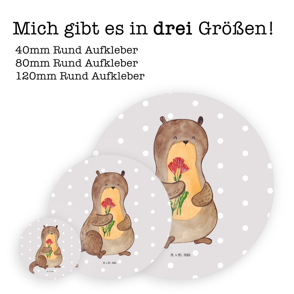 80mm Rund Aufkleber Otter Blumenstrauß