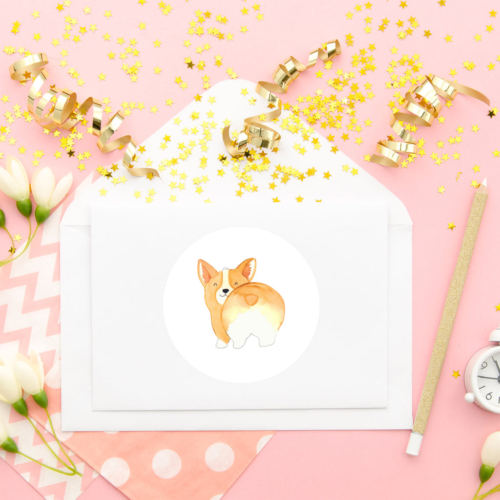 80mm Rund Aufkleber Corgie Po