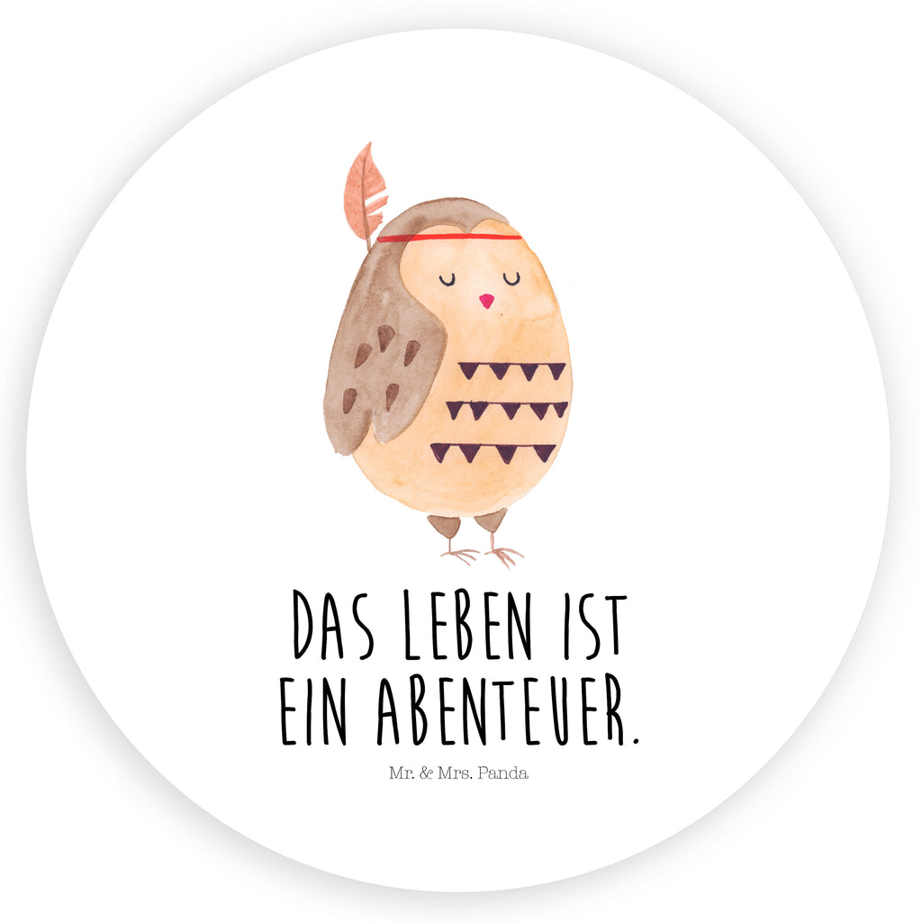 40mm Rund Aufkleber Eule Federschmuck Sticker, Aufkleber, Etikett, Eule, Eule Deko, Owl, Das Leben ist ein Abenteuer, Reisespruch, Federschmuck, Dekoration