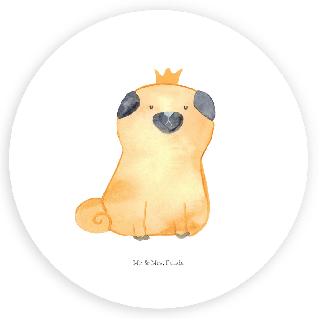 80mm Rund Aufkleber Mops Krone Sticker, Aufkleber, Etikett, Hund, Hundemotiv, Haustier, Hunderasse, Tierliebhaber, Hundebesitzer, Sprüche, Mops, allergisch, kinderlos, Hausregel, Hundebesitzer. Spruch, lustig