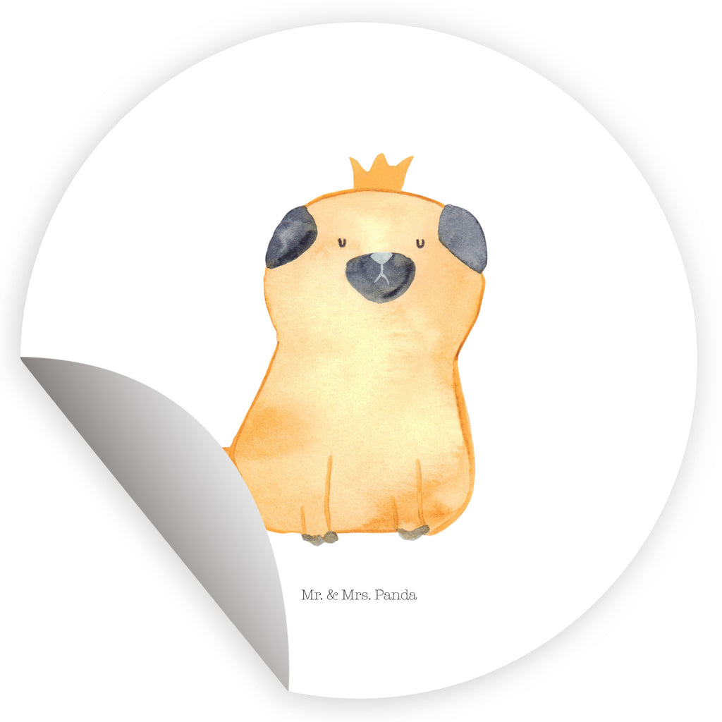 80mm Rund Aufkleber Mops Krone Sticker, Aufkleber, Etikett, Hund, Hundemotiv, Haustier, Hunderasse, Tierliebhaber, Hundebesitzer, Sprüche, Mops, allergisch, kinderlos, Hausregel, Hundebesitzer. Spruch, lustig