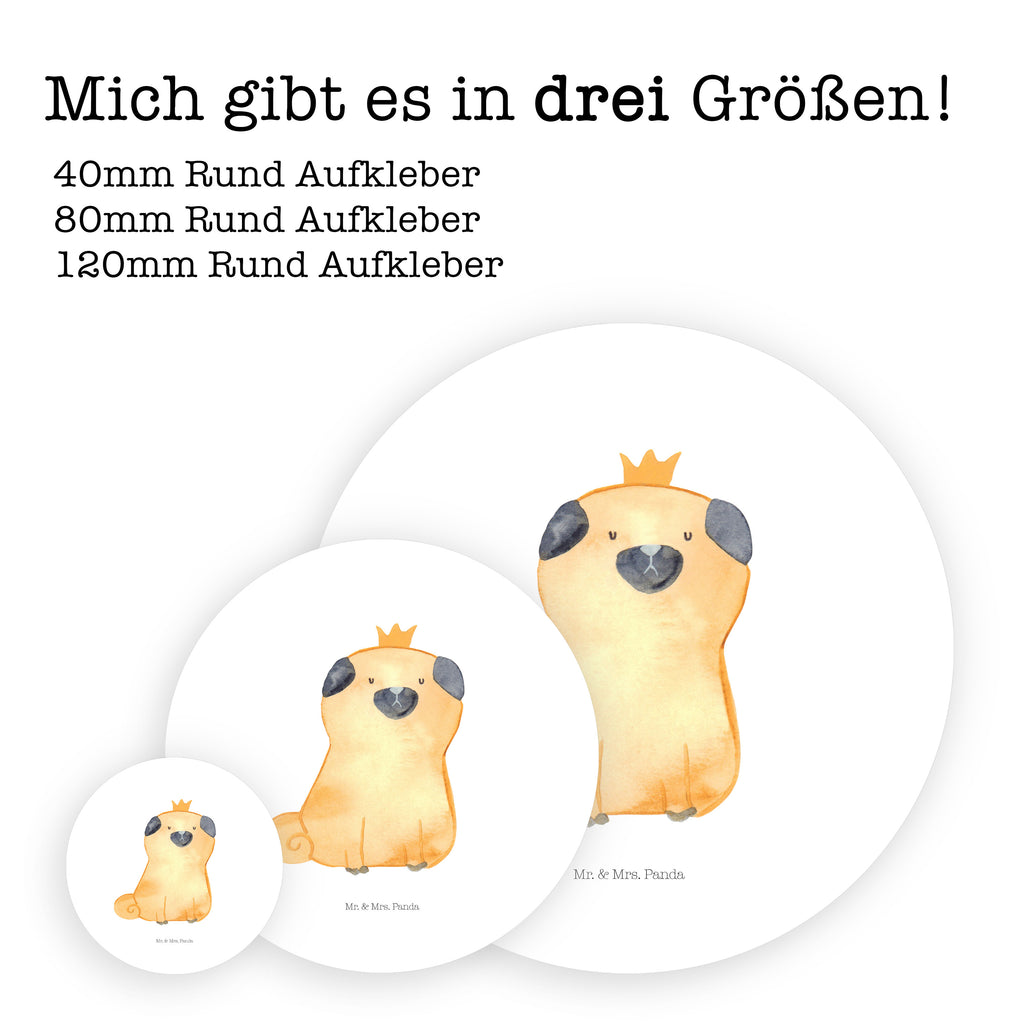 80mm Rund Aufkleber Mops Krone Sticker, Aufkleber, Etikett, Hund, Hundemotiv, Haustier, Hunderasse, Tierliebhaber, Hundebesitzer, Sprüche, Mops, allergisch, kinderlos, Hausregel, Hundebesitzer. Spruch, lustig