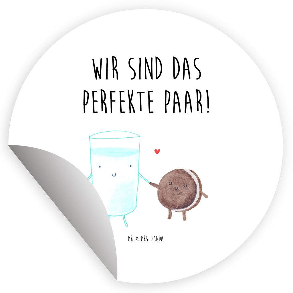 80mm Rund Aufkleber Milch & Keks Sticker, Aufkleber, Etikett, Tiermotive, Gute Laune, lustige Sprüche, Tiere, Milk, Cookie, Milch, Keks, Kekse, Kaffee, Einladung Frühstück, Motiv süß, romantisch, perfektes Paar