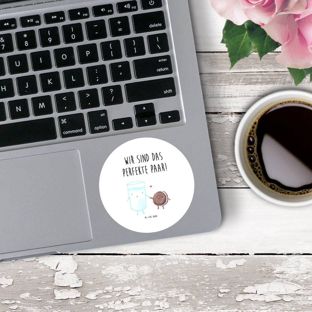 80mm Rund Aufkleber Milch & Keks Sticker, Aufkleber, Etikett, Tiermotive, Gute Laune, lustige Sprüche, Tiere, Milk, Cookie, Milch, Keks, Kekse, Kaffee, Einladung Frühstück, Motiv süß, romantisch, perfektes Paar