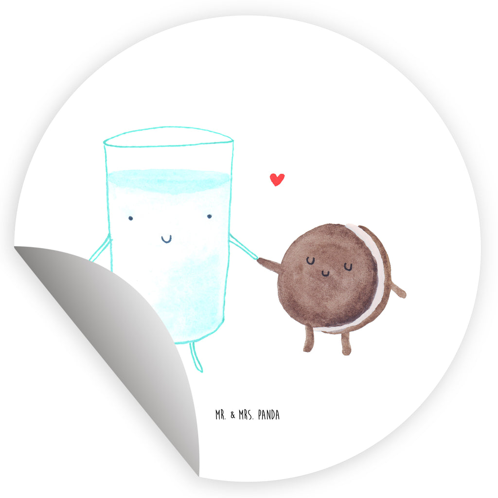 80mm Rund Aufkleber Milch & Keks Sticker, Aufkleber, Etikett, Tiermotive, Gute Laune, lustige Sprüche, Tiere, Milk, Cookie, Milch, Keks, Kekse, Kaffee, Einladung Frühstück, Motiv süß, romantisch, perfektes Paar
