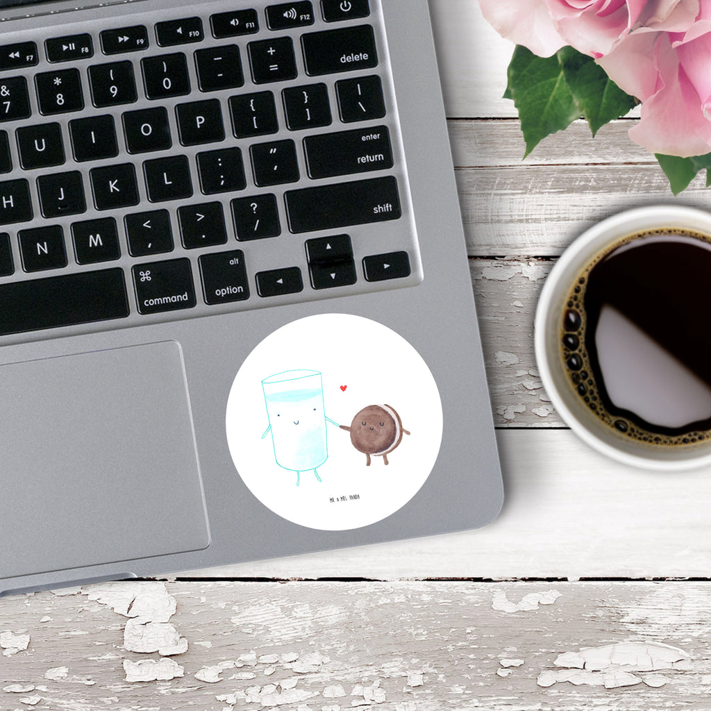 80mm Rund Aufkleber Milch & Keks Sticker, Aufkleber, Etikett, Tiermotive, Gute Laune, lustige Sprüche, Tiere, Milk, Cookie, Milch, Keks, Kekse, Kaffee, Einladung Frühstück, Motiv süß, romantisch, perfektes Paar