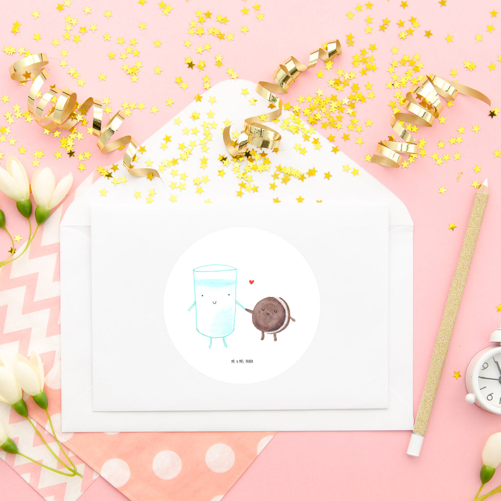 80mm Rund Aufkleber Milch & Keks Sticker, Aufkleber, Etikett, Tiermotive, Gute Laune, lustige Sprüche, Tiere, Milk, Cookie, Milch, Keks, Kekse, Kaffee, Einladung Frühstück, Motiv süß, romantisch, perfektes Paar