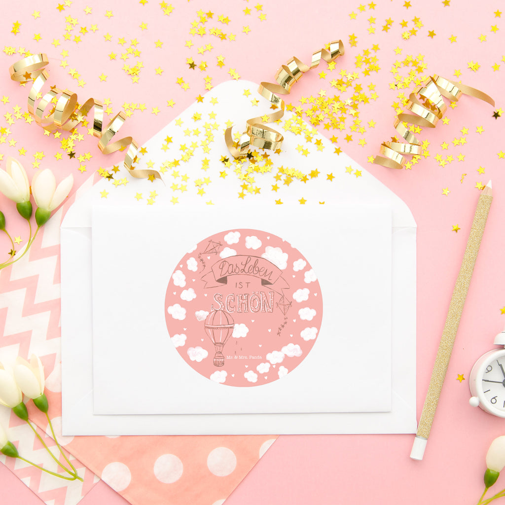 80mm Rund Aufkleber Heißluftballons Das Leben ist schön