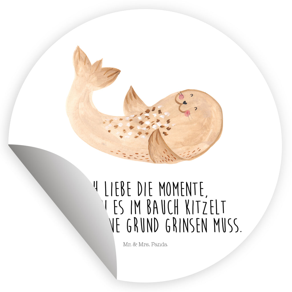 80mm Rund Aufkleber Robbe liegend Sticker, Aufkleber, Etikett, Tiermotive, Gute Laune, lustige Sprüche, Tiere, Robbe, Robben, Seehund, Strand, Meerestier, Ostsee, Nordsee, Lachen, Freude