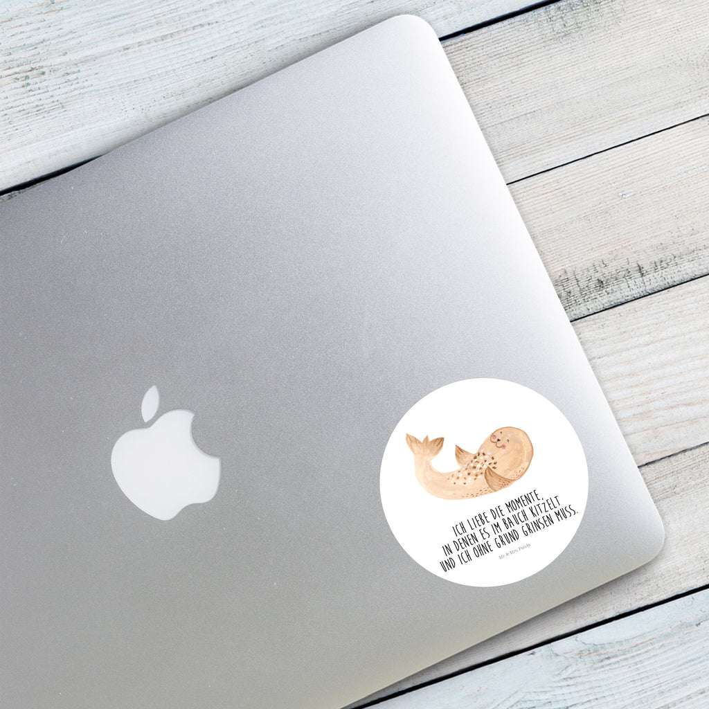 80mm Rund Aufkleber Robbe liegend Sticker, Aufkleber, Etikett, Tiermotive, Gute Laune, lustige Sprüche, Tiere, Robbe, Robben, Seehund, Strand, Meerestier, Ostsee, Nordsee, Lachen, Freude