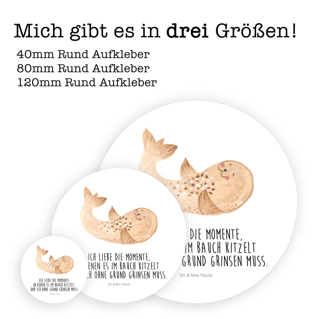 80mm Rund Aufkleber Robbe liegend Sticker, Aufkleber, Etikett, Tiermotive, Gute Laune, lustige Sprüche, Tiere, Robbe, Robben, Seehund, Strand, Meerestier, Ostsee, Nordsee, Lachen, Freude