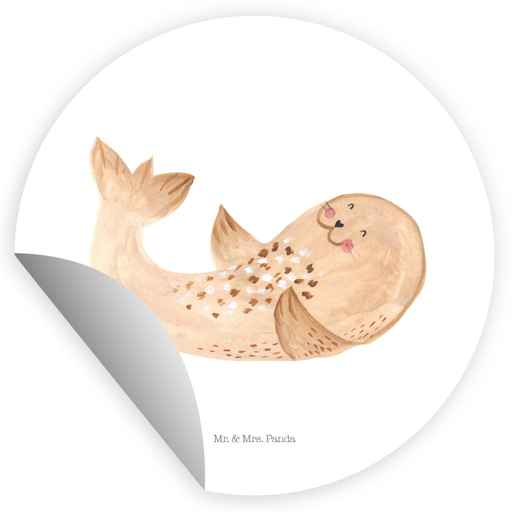 80mm Rund Aufkleber Robbe liegend Sticker, Aufkleber, Etikett, Tiermotive, Gute Laune, lustige Sprüche, Tiere, Robbe, Robben, Seehund, Strand, Meerestier, Ostsee, Nordsee, Lachen, Freude