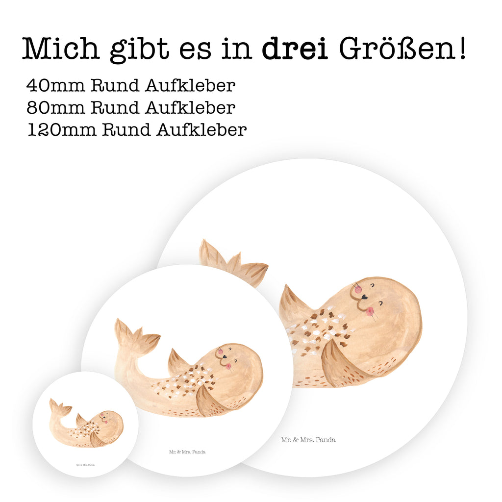 80mm Rund Aufkleber Robbe liegend Sticker, Aufkleber, Etikett, Tiermotive, Gute Laune, lustige Sprüche, Tiere, Robbe, Robben, Seehund, Strand, Meerestier, Ostsee, Nordsee, Lachen, Freude