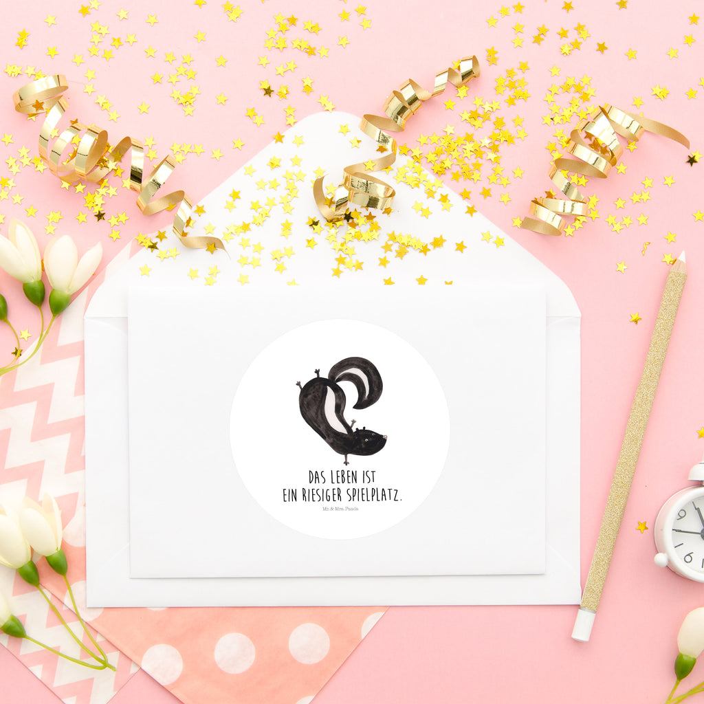 80mm Rund Aufkleber Stinktier Handstand