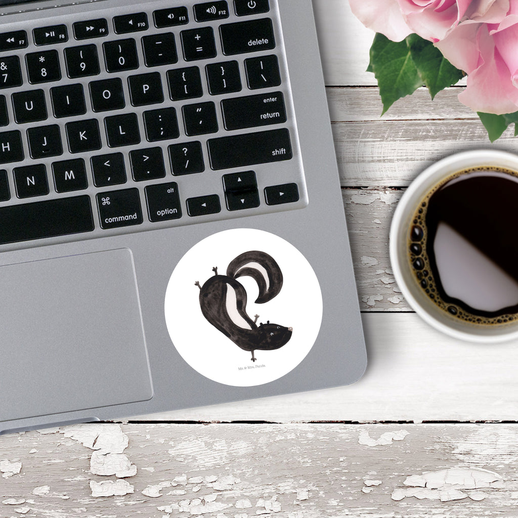 80mm Rund Aufkleber Stinktier Handstand