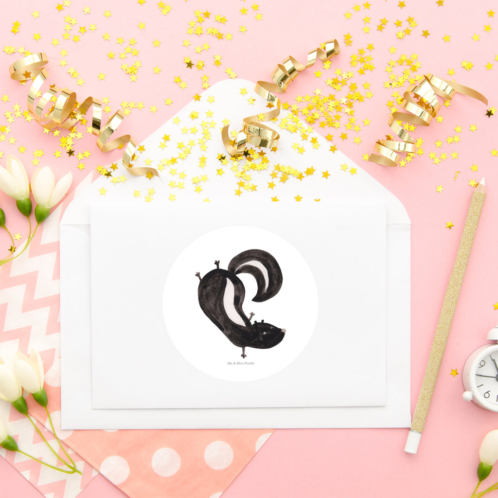 80mm Rund Aufkleber Stinktier Handstand