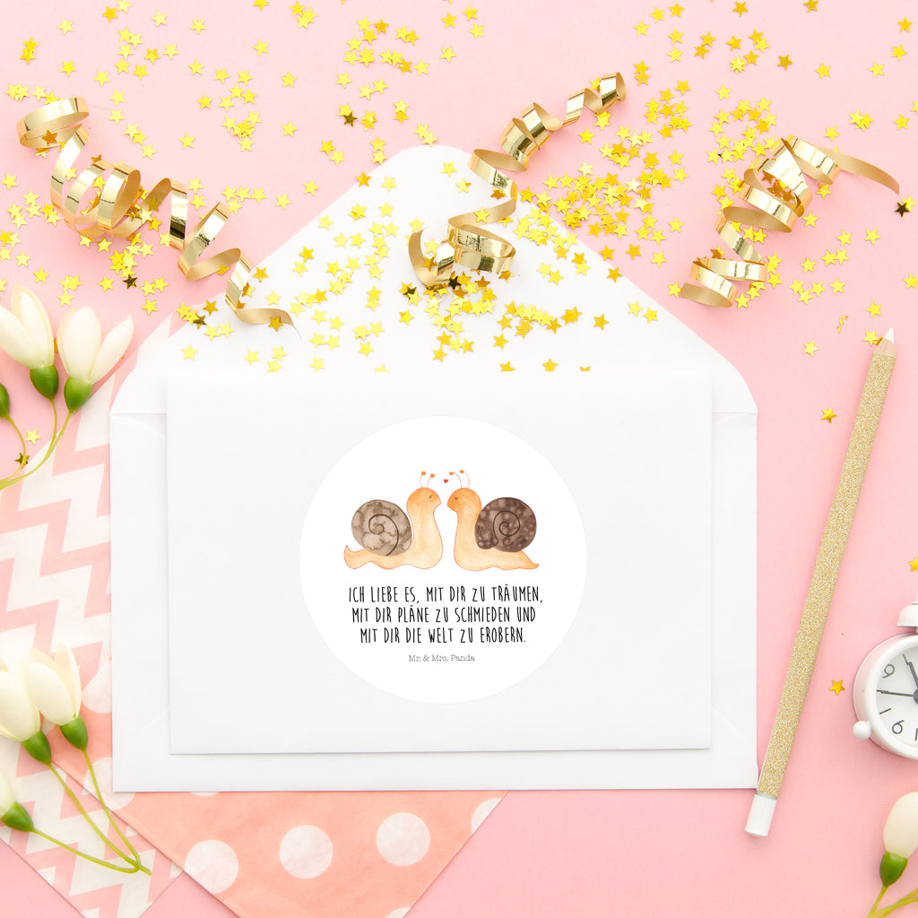 80mm Rund Aufkleber Schnecken Liebe