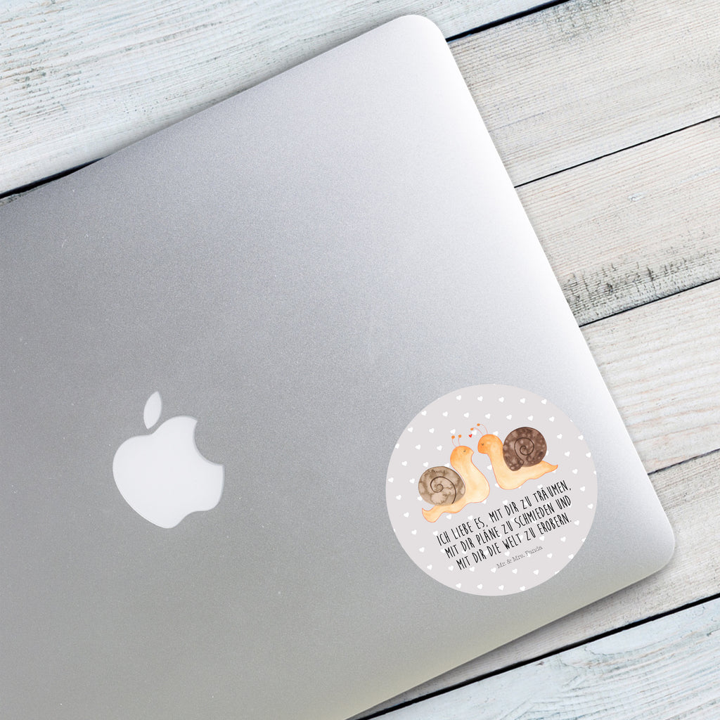80mm Rund Aufkleber Schnecken Liebe