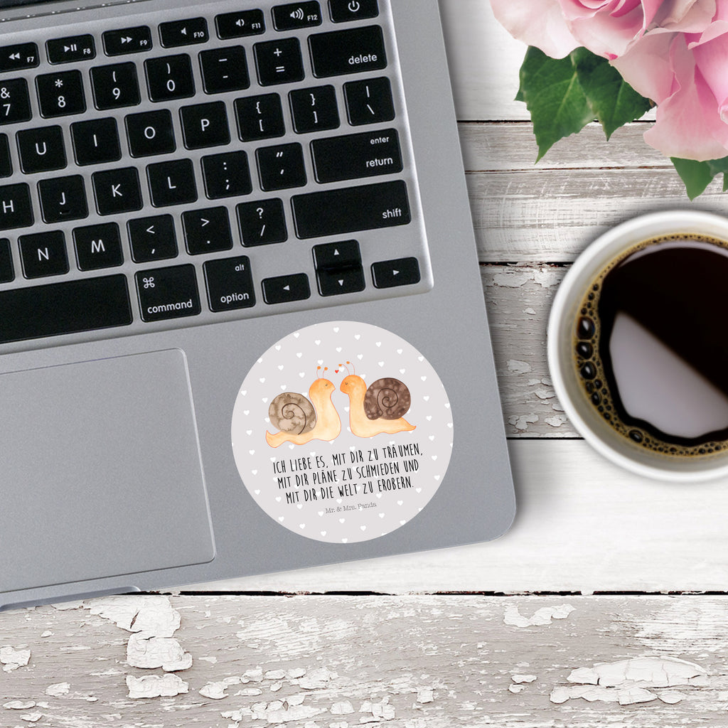 80mm Rund Aufkleber Schnecken Liebe