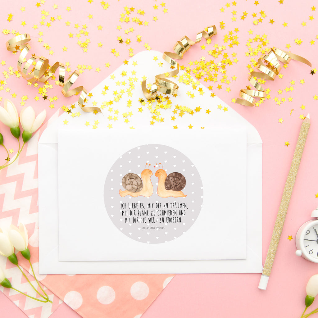 80mm Rund Aufkleber Schnecken Liebe