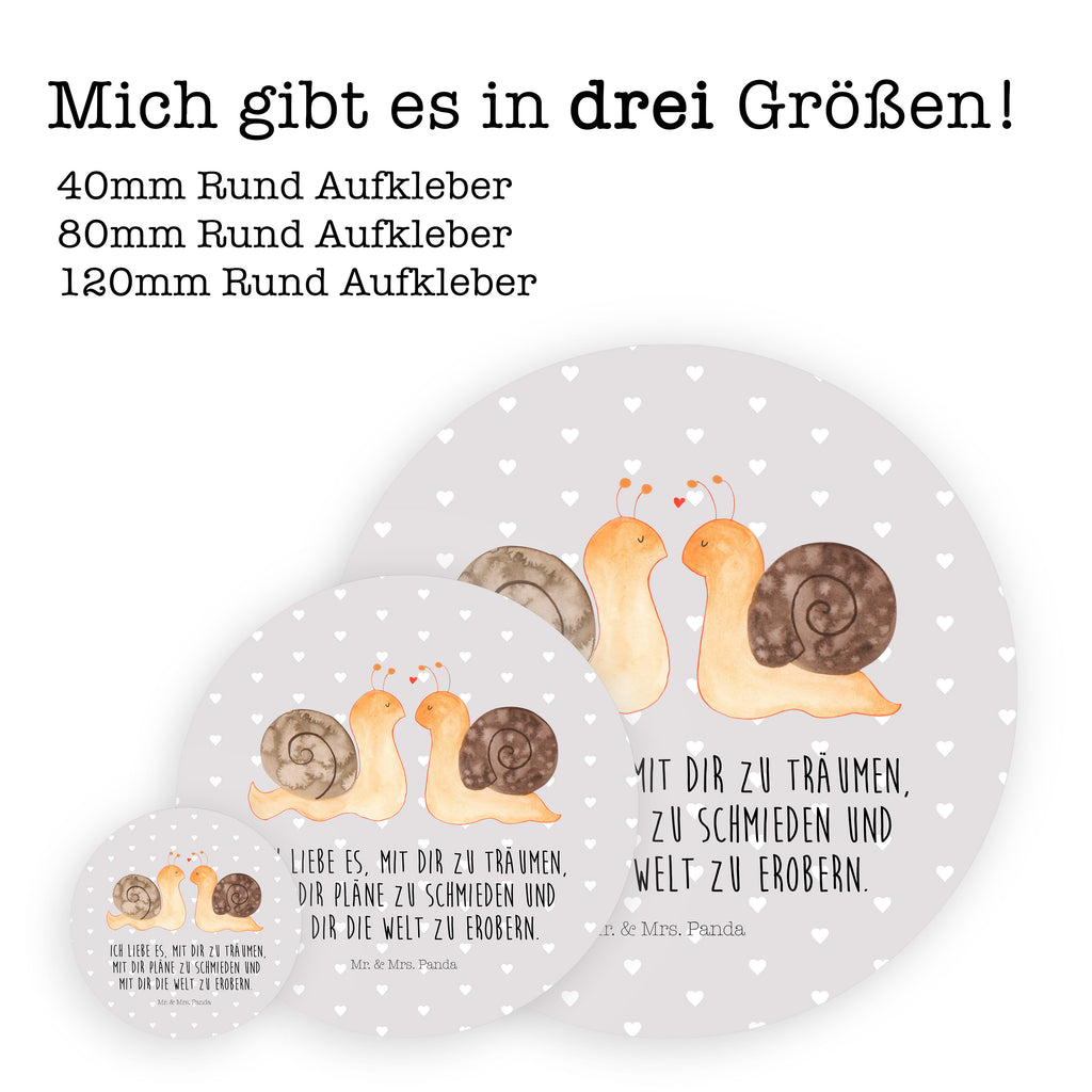 80mm Rund Aufkleber Schnecken Liebe