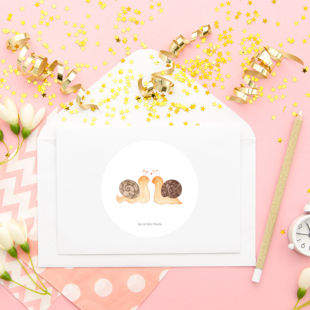 80mm Rund Aufkleber Schnecken Liebe