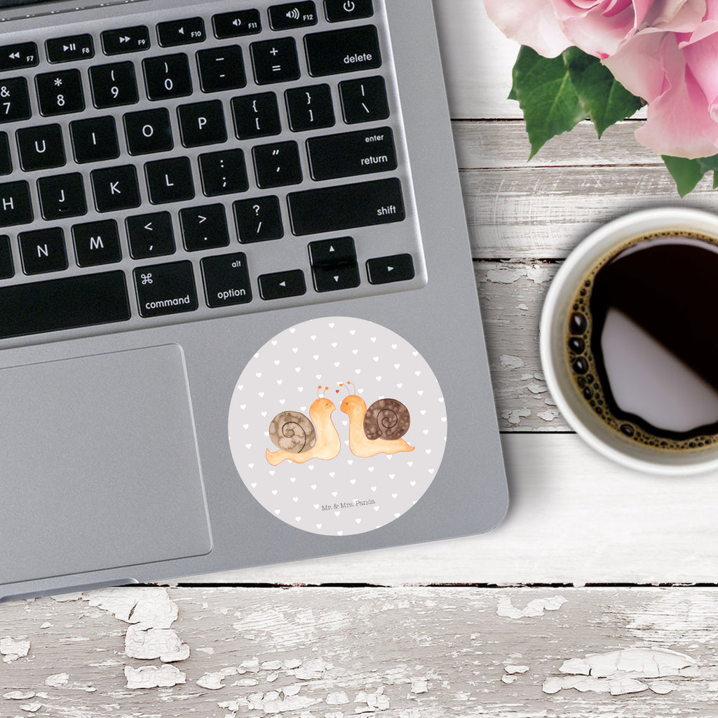 80mm Rund Aufkleber Schnecken Liebe