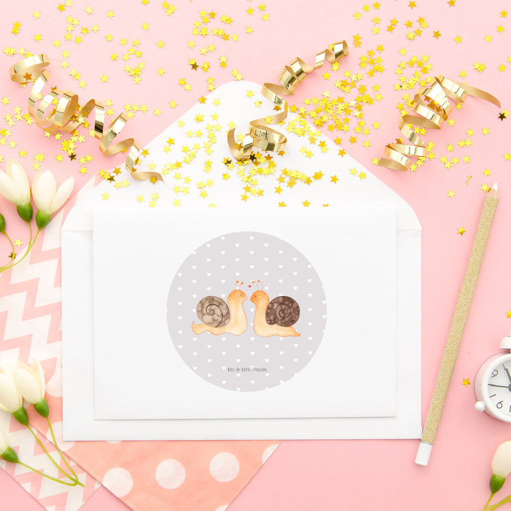 80mm Rund Aufkleber Schnecken Liebe